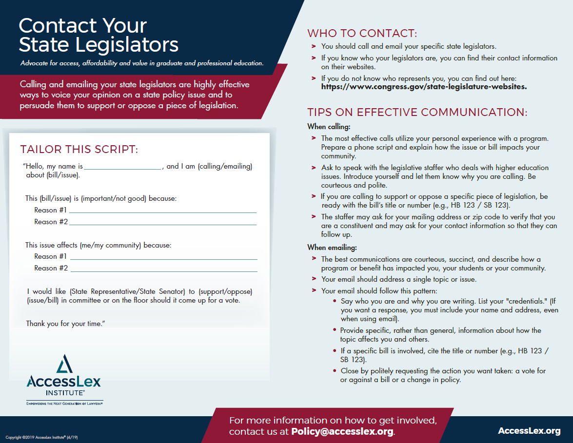 templated form for contacting state legislators