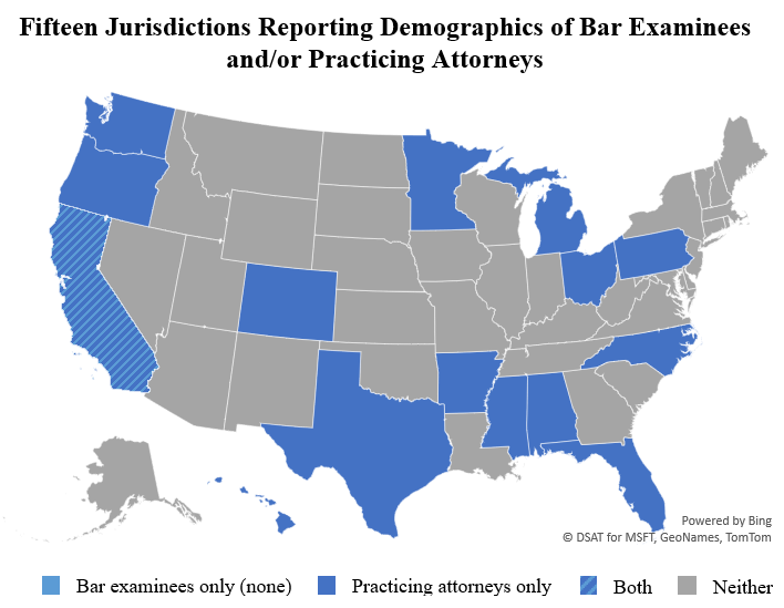 Fifteen Jurisdictions Reporting Demographics of Bar Examinees