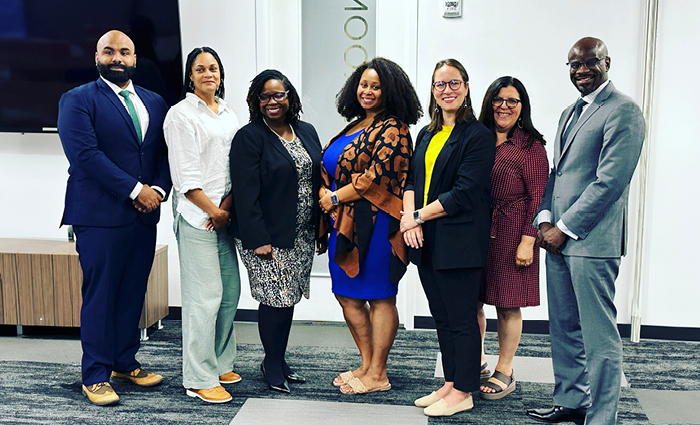 2023-2024 PLEDGE Fellows. (L. to R. Jean Pierre Bonnet-Laboy, Michelle D. Taylor, Tierney Eaton Hoffman, Belinda Dantley, Katherine A. Beck, Aviva Orenstein) and Aaron N. Taylor, Senior Vice President, Executive Director - AccessLex Center for Legal Education Excellence