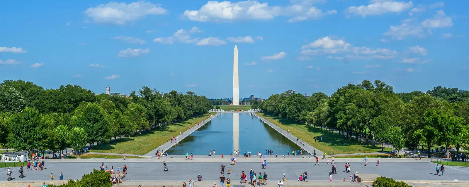 View of the Reflecting Pool and Washington Monument in Washington D.C.