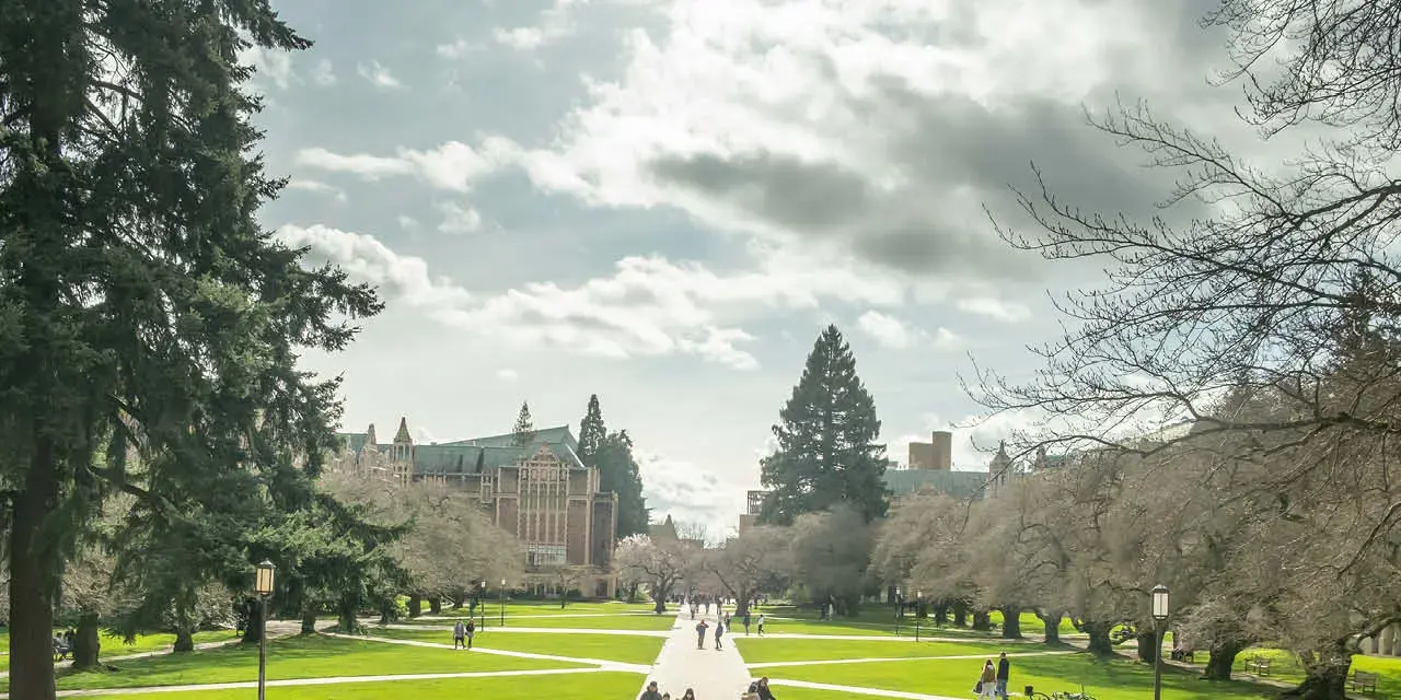 University of Washington, Seattle, Washington State, USA 03-16-2025 - There are historical buildings and symbols on the university grounds.