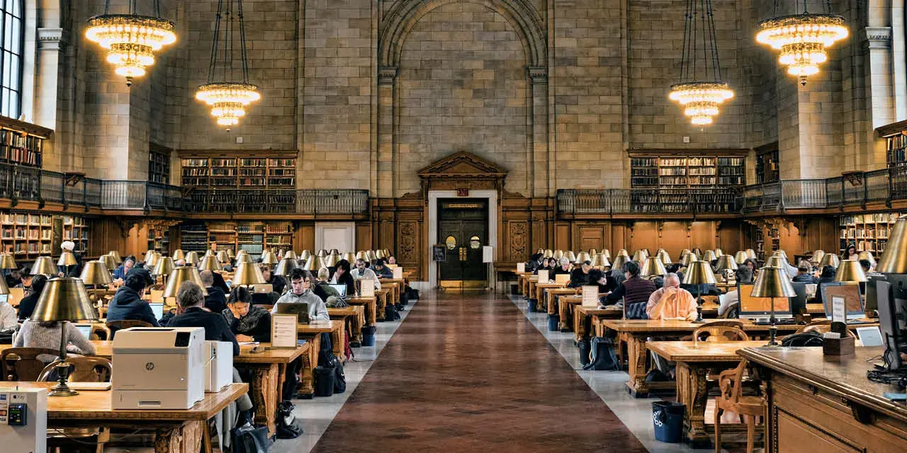 View of the interior of Public Library.With 53 million items and 92 locations is the second largest public library in the United States and the third largest in the world.