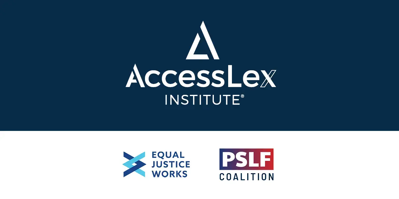 AccessLex Institute logo, Equal Justice Works logo and PSLF Coalition logo
