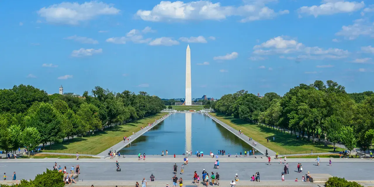 View of the Reflecting Pool and Washington Monument in Washington D.C.