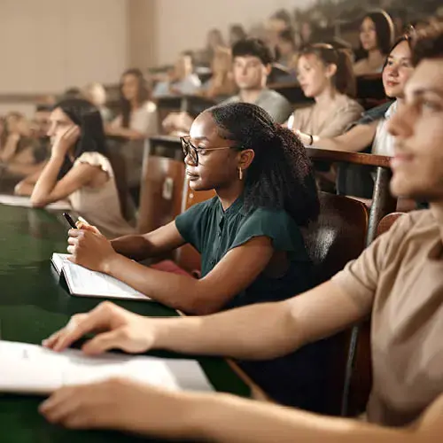 University students attending a class at lecture hall
